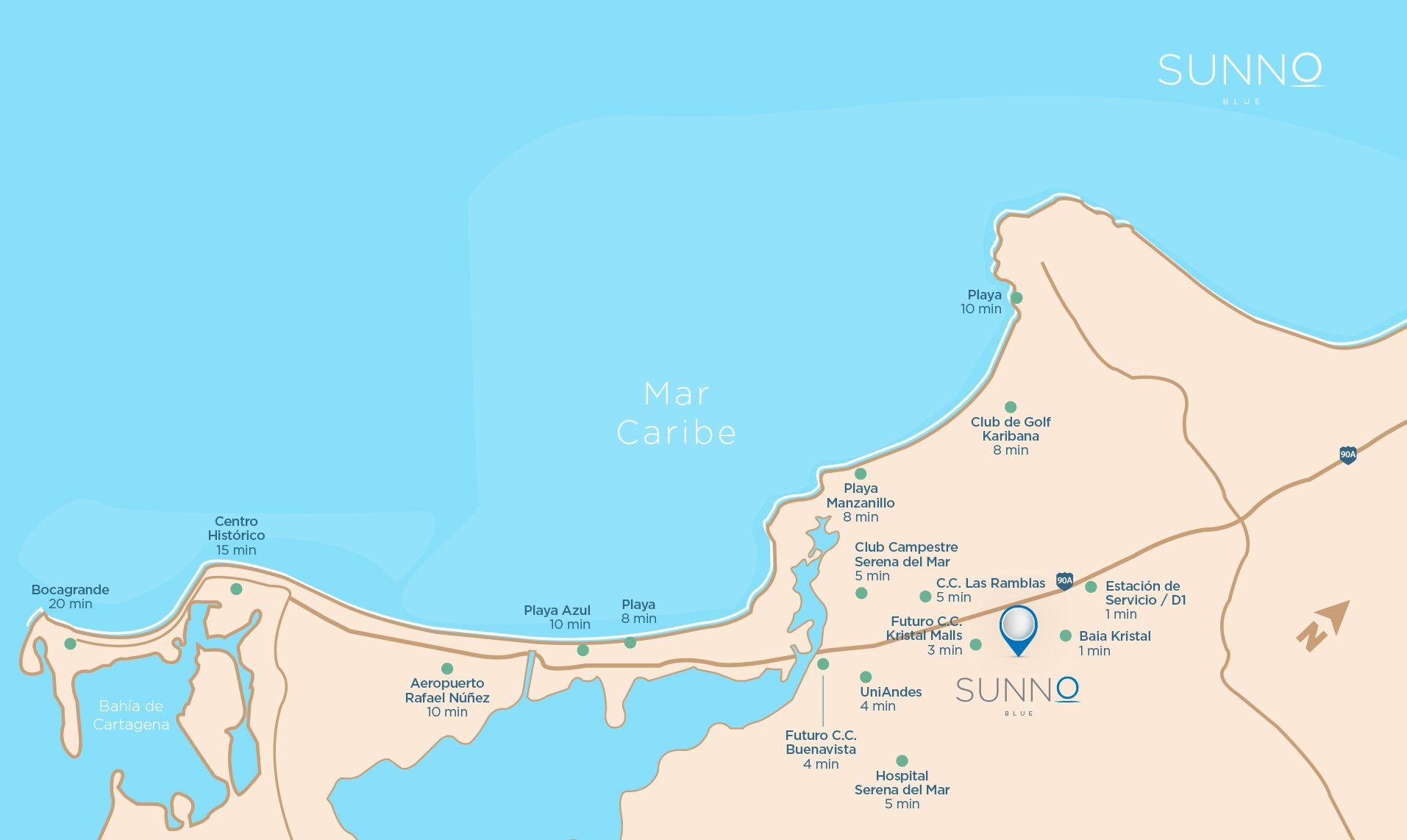 Mapa de ubicación de proyectos inmobiliarios en Cartagena
